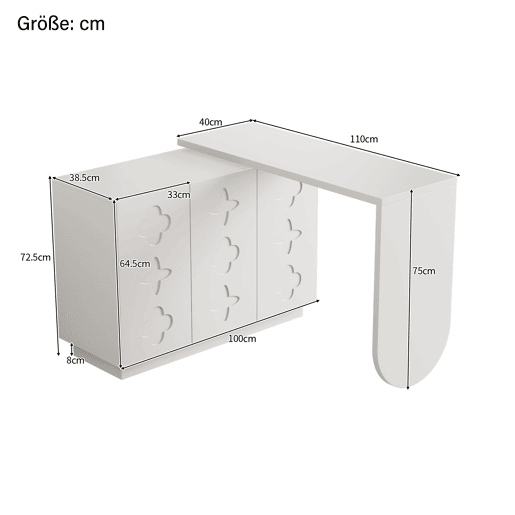 Secretária giratória de canto 110 cm - mesa de computador em L multifuncional - branca