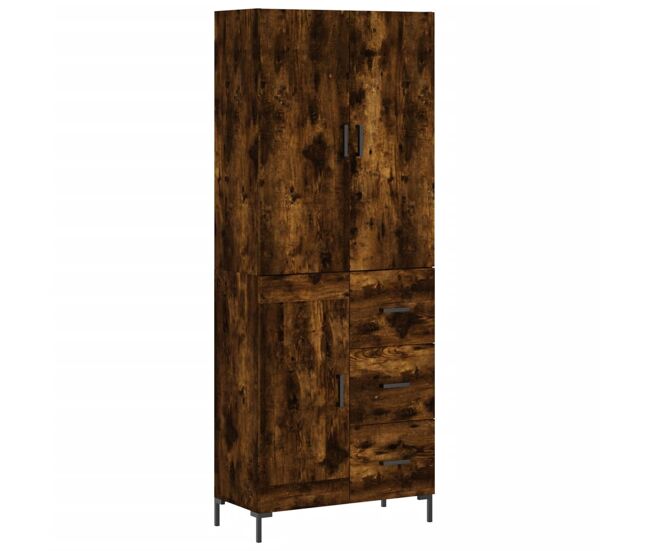 Aparador alto - mueble de almacenamiento madera contrachapada roble ahumado 69,5x34x180 cm es1179