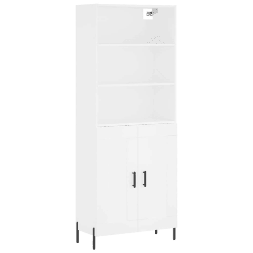 Armário alto - Bufete - Móvel de apoio 69,5x34x180 cm derivados de madeira branco pt642
