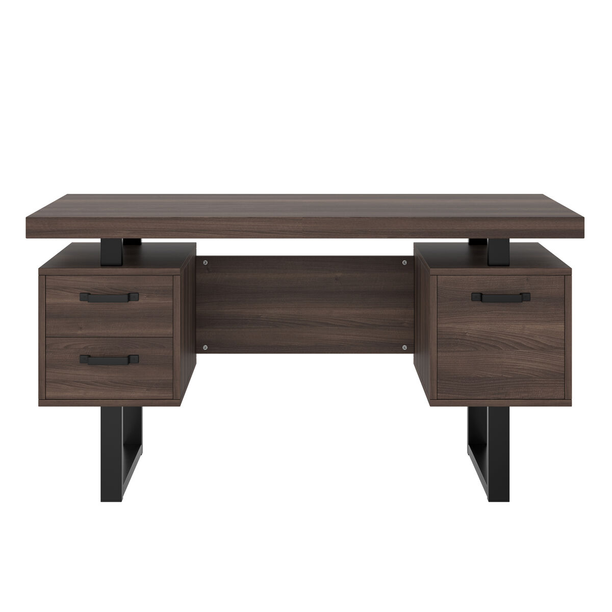 Escritorio simple 135 x 54 cm - mdf y acero, cajón silencioso, gaveta para carpetas, resistente al agua - marrón