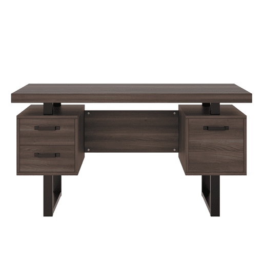 Secretária simples 135 x 54 cm - MDF e aço, gaveta silenciosa, gaveta para pastas, resistente à água - Castanho