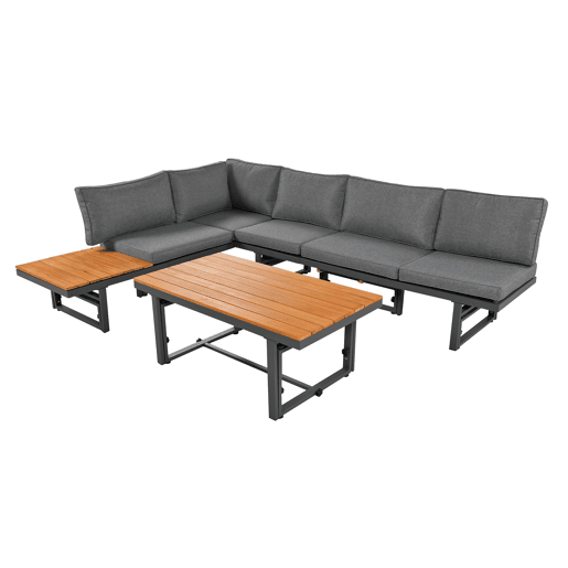Conjunto de jardim com 2 sofás e mesa,cinza Conjunto de jardim com 2 sofás e mesa,cinza