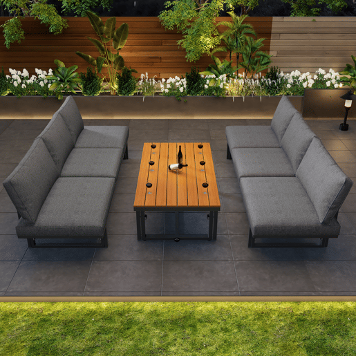 Conjunto de jardim com 2 sofás e mesa,cinza Conjunto de jardim com 2 sofás e mesa,cinza