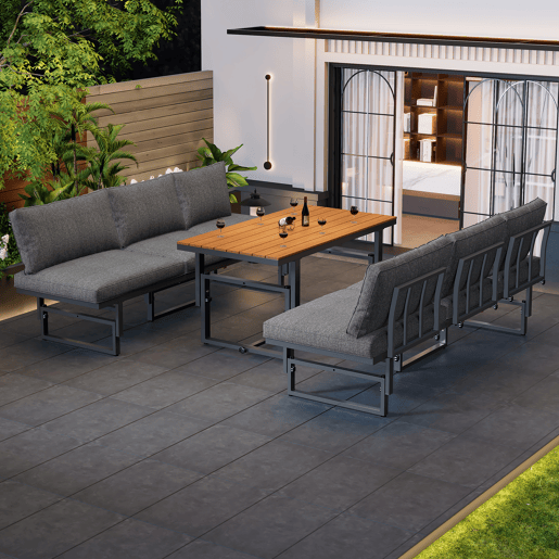 Conjunto de jardim com 2 sofás e mesa,cinza Conjunto de jardim com 2 sofás e mesa,cinza