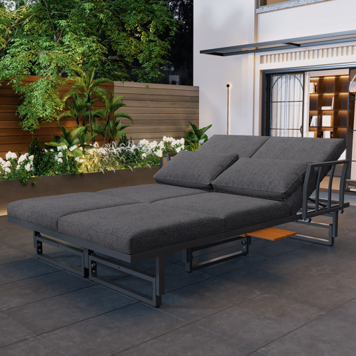 Conjunto de jardim com 2 sofás e mesa,cinza Conjunto de jardim com 2 sofás e mesa,cinza