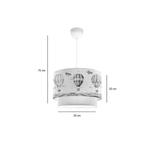 Candeeiro Pendente Infantil Bege Abajur 30x20 cm Motivo Balões E27