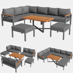 Conjunto de jardim com 3 sofás e mesa de centro,cinza