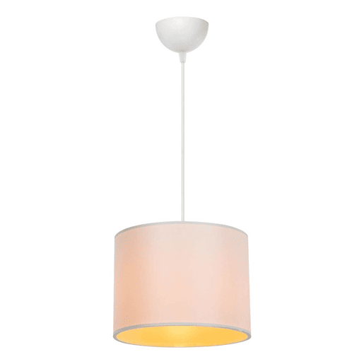 Candeeiro Suspenso E27 Branco Creme D22x60 cm com Difusor em Tecido PVC