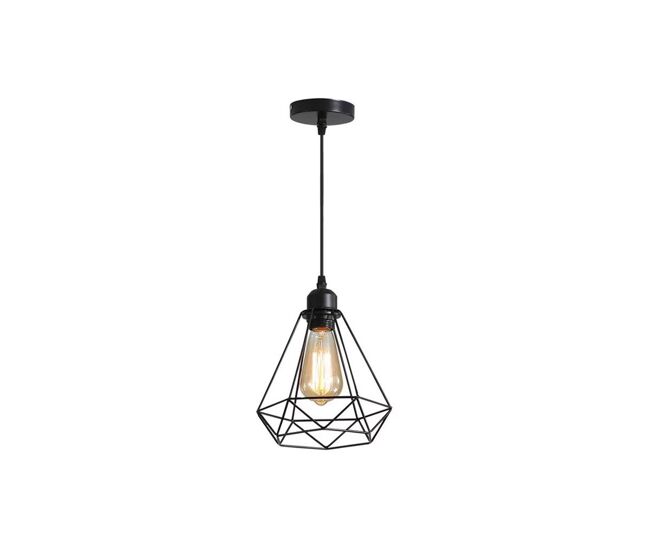 Lámpara colgante de metal negra 20,5x25 cm para salón moderno