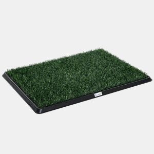 PawHut Sanita para Cães com Relva Artificial, 76x50,5 cm, Bandeja Higiênica para Treino, com Grelha de Drenagem, Design de 3 Camadas e Fácil de Limpar, Interior e Exterior, Verde