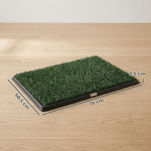 PawHut Sanita para Cães com Relva Artificial, 76x50,5 cm, Bandeja Higiênica para Treino, com Grelha de Drenagem, Design de 3 Camadas e Fácil de Limpar, Interior e Exterior, Verde