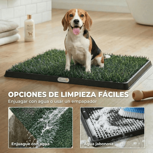 PawHut Sanita para Cães com Relva Artificial, 76x50,5 cm, Bandeja Higiênica para Treino, com Grelha de Drenagem, Design de 3 Camadas e Fácil de Limpar, Interior e Exterior, Verde