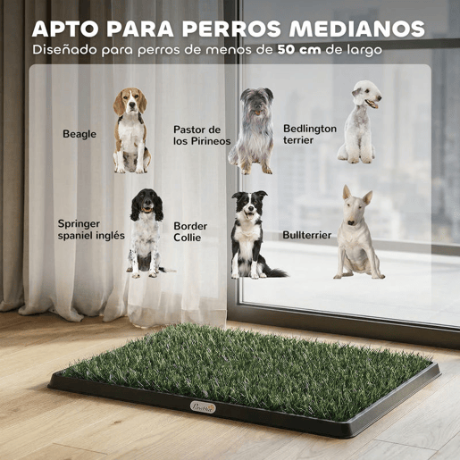 PawHut Sanita para Cães com Relva Artificial, 76x50,5 cm, Bandeja Higiênica para Treino, com Grelha de Drenagem, Design de 3 Camadas e Fácil de Limpar, Interior e Exterior, Verde