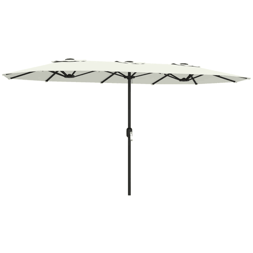Outsunny Guarda-Sol Duplo 4,6x2,6 m, Guarda-Sol Exterior para Terraço com Manivela Manual, Proteção UV50+, Capa Protetora, Resistente à Água, Parasol para Jardim, Terraço, Pátio, Creme