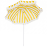 Outsunny Guarda-sol de Praia com Franjas Ø180 cm, Guarda-sol Exterior com Altura Ajustável, Inclinação 30°, Base para Areia e Bolsa de Transporte, Amarelo e Branco