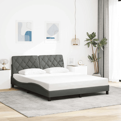 Estrutura de cama de casal simple com LED - 160x200 cm tecido