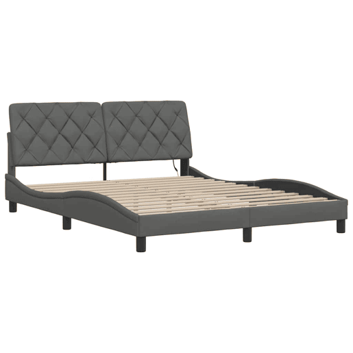Estrutura de cama de casal simple com LED - 160x200 cm tecido
