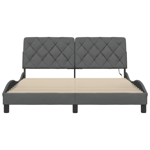 Estrutura de cama de casal simple com LED - 160x200 cm tecido