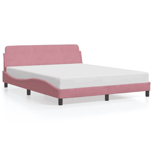 Estrutura de Cama de casal moderno com cabeceira Dover 160x200 cm veludo rosa