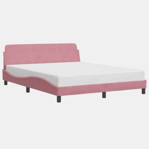 Estrutura de Cama de casal moderno com cabeceira Dover 160x200 cm veludo rosa