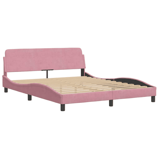 Estrutura de Cama de casal moderno com cabeceira Dover 160x200 cm veludo rosa