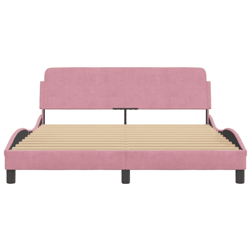 Estrutura de Cama de casal moderno com cabeceira Dover 160x200 cm veludo rosa