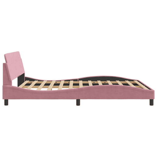Estrutura de Cama de casal moderno com cabeceira Dover 160x200 cm veludo rosa