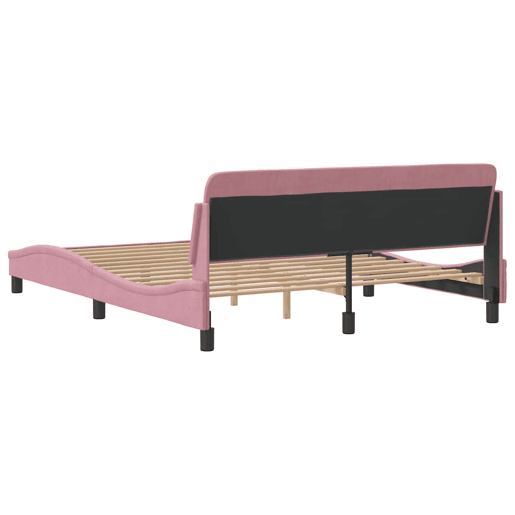 Estrutura de Cama de casal moderno com cabeceira Dover 160x200 cm veludo rosa
