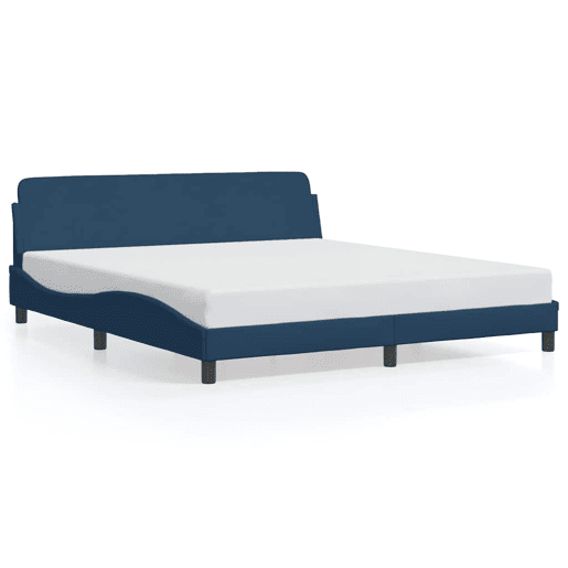 Estrutura de Cama de casal moderno com cabeceira Dover 180x200 cm tecido azul