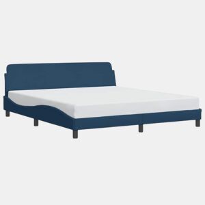 Estrutura de Cama de casal moderno com cabeceira Dover 180x200 cm tecido azul
