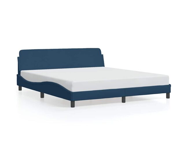 Estructura de cama matrimonial estilo con cabecero dover tela azul 180x200cm