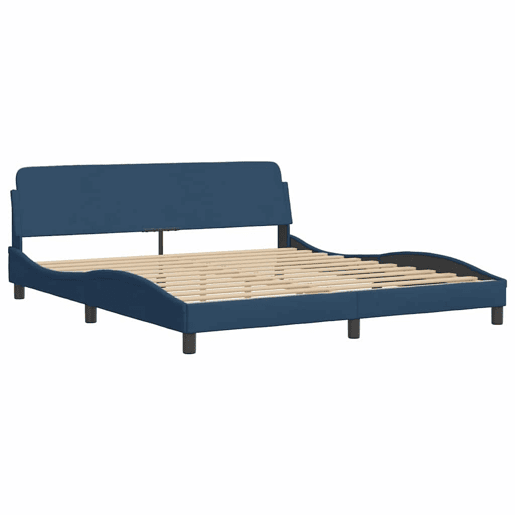 Estrutura de Cama de casal moderno com cabeceira Dover 180x200 cm tecido azul