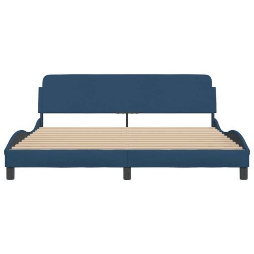 Estrutura de Cama de casal moderno com cabeceira Dover 180x200 cm tecido azul