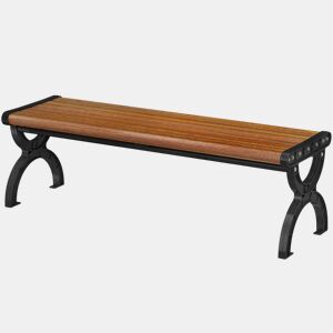 Outsunny Banco de Jardim Exterior de 2 Lugares Banco com Estrutura Metálica e Assento com Ripas para Pátio Terraço 124x39x39 cm Castanho