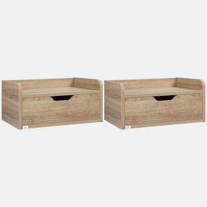 HOMCOM Conjunto de 2 Mesas de Cabeceira de Parede Mesas de Cabeceira Flutuantes com 1 Gaveta para Dormitório Desenho Elegante 40x30x19,5 cm Madeira
