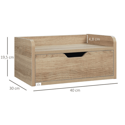 HOMCOM Conjunto de 2 Mesas de Cabeceira de Parede Mesas de Cabeceira Flutuantes com 1 Gaveta para Dormitório Desenho Elegante 40x30x19,5 cm Madeira