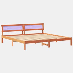 Estrutura de cama de casal simple com cabeceira - Marrom Cera 180 x 200 cm