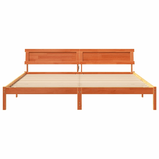 Estrutura de cama de casal simple com cabeceira - Marrom Cera 180 x 200 cm