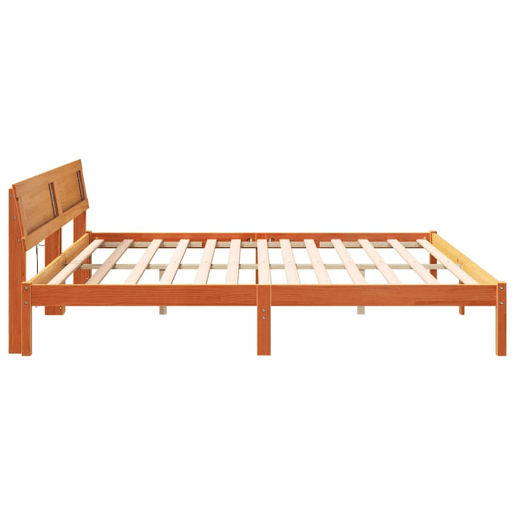Estrutura de cama de casal simple com cabeceira - Marrom Cera 180 x 200 cm