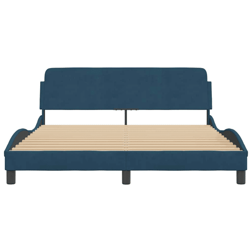 Estrutura de Cama de casal moderno com cabeceira Dover 160x200 cm veludo azul