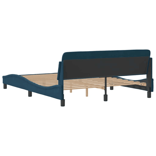 Estrutura de Cama de casal moderno com cabeceira Dover 160x200 cm veludo azul