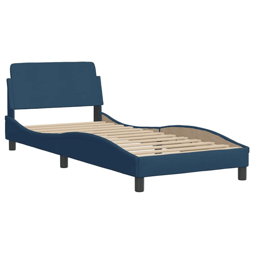 Estrutura de cama de solteiro para adultos com cabeceira Dover tecido 90x190 cm azul