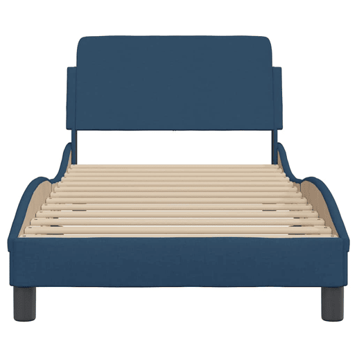 Estrutura de cama de solteiro para adultos com cabeceira Dover tecido 90x190 cm azul