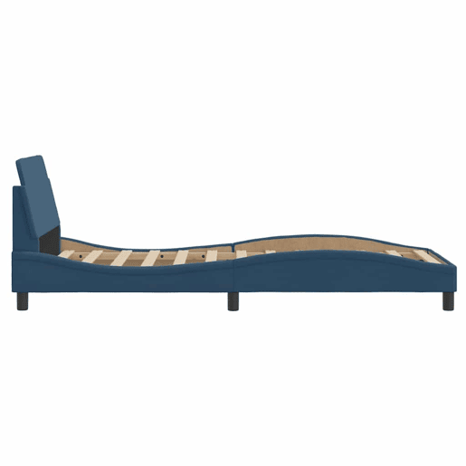 Estrutura de cama de solteiro para adultos com cabeceira Dover tecido 90x190 cm azul