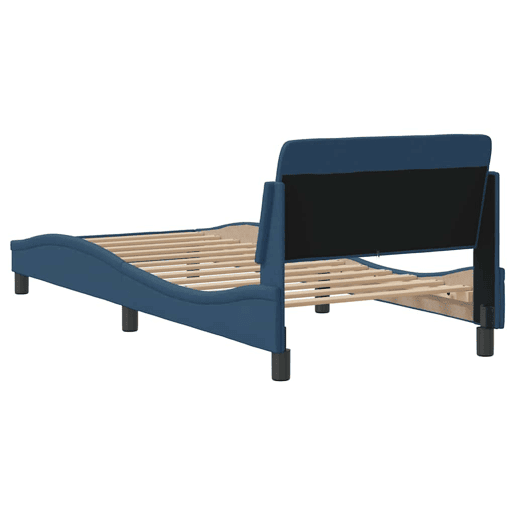 Estrutura de cama de solteiro para adultos com cabeceira Dover tecido 90x190 cm azul