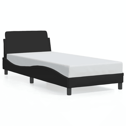 Estrutura de cama de solteiro para adultos com cabeceira Dover tecido 90x190 cm preto