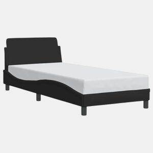 Estrutura de cama de solteiro para adultos com cabeceira Dover tecido 90x190 cm preto