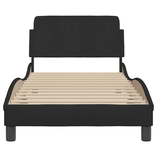 Estrutura de cama de solteiro para adultos com cabeceira Dover tecido 90x190 cm preto