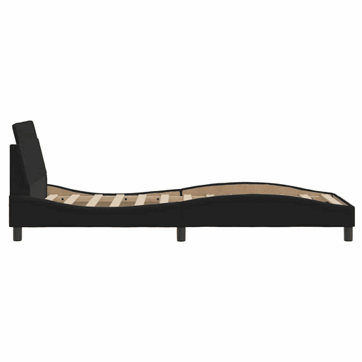 Estrutura de cama de solteiro para adultos com cabeceira Dover tecido 90x190 cm preto