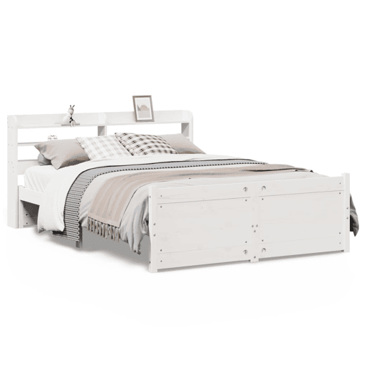 Estrutura De Cama De Casal c cabeceira - 150x200 cm pinho maciço branco